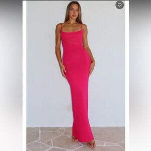 Deep Love Knit Maxi Dress Fuschia